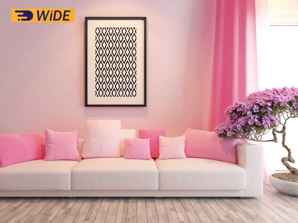 Phòng khách màu hồng